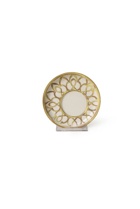 Hermia Juego de tazas de café de 12 piezas, crema y oro